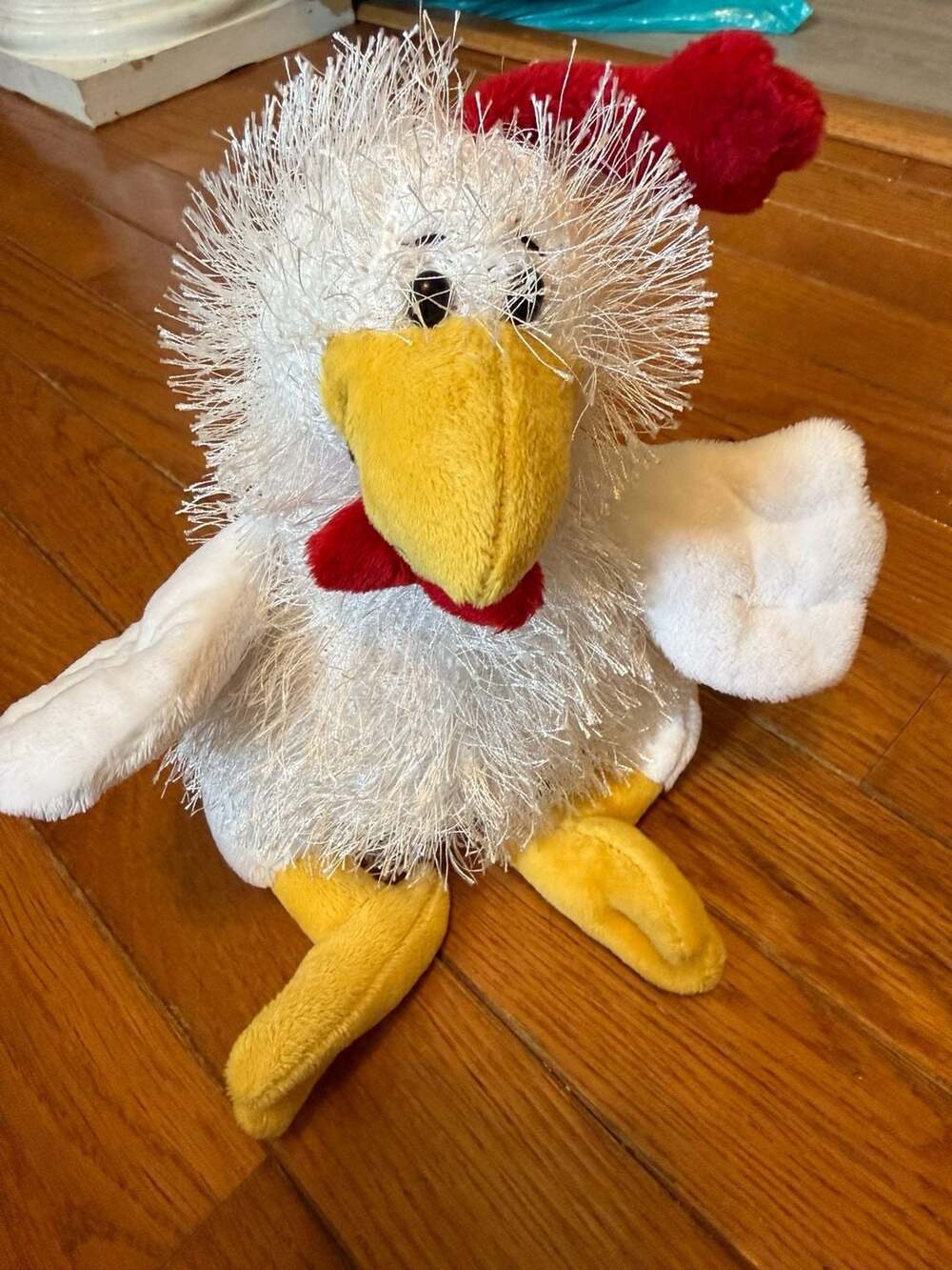 Webkinz Ganz Chicken HM205 Stuffed Plush Animal White Shaggy Fur
